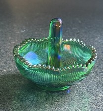 Mosser Glass Ring Holder - HUNTER GREEN CARNIVAL - Great HOLIDAY gift Mom Sister picture