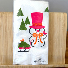Vintage Hallmark Snowman Christmas 15 Guest Towels 12 x 17 Plans-a-Party MCM picture