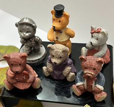 Lot Of 6 Miniature Teddy Bears Bear Resin Avon Pewter Multi Color Figurines VTG picture