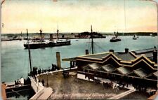 ANTIQUE Pre 1907 POSTCARD Queenstown Harbour and Railway STATION picture