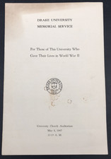 1947 Drake University Memorial Service Those Who Gave Their Lives WWII Pamphlet picture