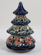 Polish Pottery CeramikaArtystyczna Poland Ceramic 6” Christmas Tree Luminary picture
