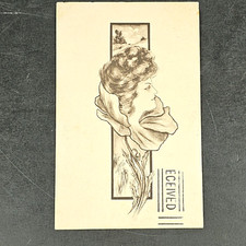 Antique 1908 Cobb Shinn Signed DB Postcard Woman Flower LITHO Postcard - Posted picture
