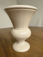Vintage Haeger USA Pottery Matte Finished Cream Art Deco Wide Mouth Trumpet Vase picture