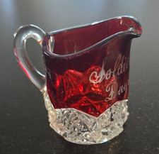 Vintage Ruby Flashed EAPG Souvenir Creamer, Soldiers Home, Dayton, OH picture