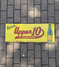 Vintage Upper 10 Soda Metal Embossed Sign Donaldson Art 29.75” X 11.75” picture