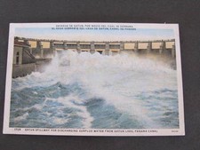Gatun Spillway for discharging surplus water Panama Canal Postcard picture