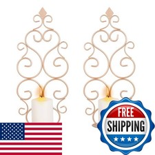 Sziqiqi Iron Wall Candle Sconce Set of 2 Rose Gold picture