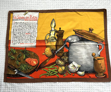 Vintage MCM Vony France Kitchen Tea Towel Linen Recipe La Soupe au Pistou 18x26