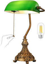 Vintage Green Glass Bankers Desk Lamp, LED Bulb Included picture