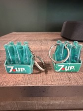 VTG 1970s 7UP The Uncola Six Pack Keychains Lot 2 Mini Bottles Soda Advertising picture