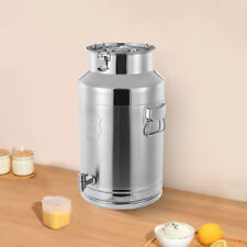 35L Milk Can Wine Pail Bucket Jug Stainless Steel Oil Barrel Canister Bottle Lid picture