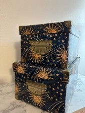 Vintage Celestial Sun Moon Stars Storage Trunks Whimsigoth Y2K Wicca SET of 2 picture