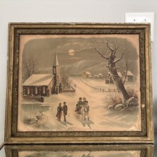 Vintage Wooden Ornate Frame Joseph Hoover/Son Philidelphia Copyright 1887 Print picture
