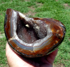 Sparkling PINK AMETHYST Quartz Crystals in Agate w Inner Calcite Point For Sale picture
