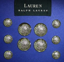 LAUREN RALPH LAUREN Replacement button 10 Silver Tone solid metal Good Used Cond picture