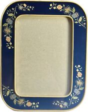 VTG Mid Century Buckler's Enamel Swivel Picture Frame Blue Floral , 5x7” Photo picture