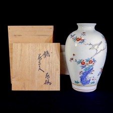 13th Sakaida Kakiemon Flower Bird Vase Arita Used Condition A Japan 864 picture