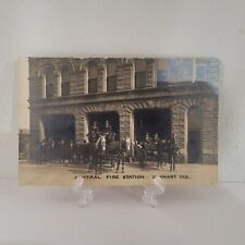 Antique RPPC Central Fire Station Elkhart Indiana Posted picture