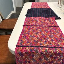 Vintage Guatemalan Mayan Handwoven Textile Table Runner 12x120 RARE VERY LONG picture