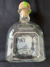 EMPTY 750mL Silver Patron Tequila Glass Bottle w/ Cork - FOR CRAFTS / DISPLAY picture