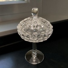 Vintage Fostoria American Clear Glass 9” Covered Compote Candy Dish With Lid picture