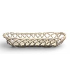 Williams Sonoma White Oval Long French Bread Basket Woven Eucalyptus Stoneware picture
