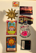 Vintage Souvenir Fridge Magnets Lot of 8 Travel San Francisco Sun Curaçao Ed Deb picture