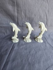 Lot of 3 Lenox Dolphin on Wave Ivory China 24K Gold Trim Figurines #53 picture