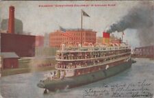 c1910s Postcard Chicago River Illinois Steamship Christopher Columbus UNP 4781.4 picture