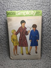 Simplicity Pattern 9635 Vintage Boys Robe In Two Lengths picture