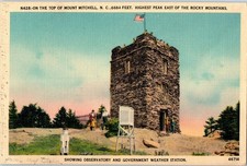 Vintage Postcard 1940's Observatory & Weather Station, Mount Mitchell, NC picture