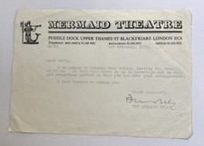 Film Actor Sir Bernard Miles Mermaid Theatre Letterhead w/ Signature, Autograph picture
