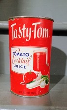 VINTAGE TASTY TOM TOMATO COCKTAIL JUICE CAN HIRZEL CANNING COMPANY TOLEDO OHIO picture