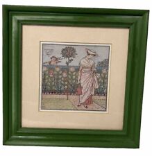 VTG Framed Picture How Does My Lady's Garden Grow Matted Wood Green Frame Mexico picture