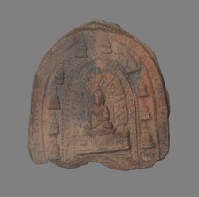 Tibet 1400s Old Antique Buddhist Clay Tsa Tsa buddha statue Ten Stupas Akshobya picture