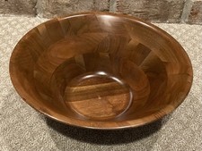 Vintage Vermillion Walnut Wood Serving Bowl Salad/Fruit/ Potato MCM 1970s picture