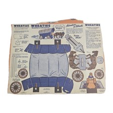 1940s WHEATIES COVERED WAGON Adventure Kix Cereal Cut Out Wagon 2pc Lot picture