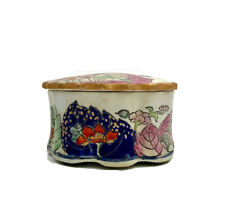 Tobacco Leaf Trinket Box with Colorful Design Vintage Oriental Gift picture