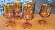 VINTAGE 1-5 Indiana Glass Kings Crown Thumbprint Amber Wine Goblet Glass 5.75