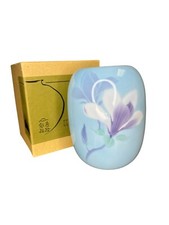 Fukagawa Seiji Arita Porcelain Vase Light Blue Lilac Lily Magnolia Flower Japan picture