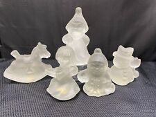 Set of 5 ~ Goebel Frosted Lead Crystal Figurines ~ (4) Candle Holders (1) Bell picture