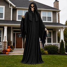 2 Pcs Black Grim Reaper Outfit for 12 Ft Skeleton Halloween Yard Decor picture