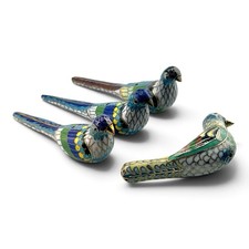 4 Vintage Chinese Cloisonné Enamel Bird Figurine Beads  picture
