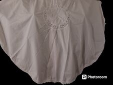 Vtg Round White Tablecloth Cotton 