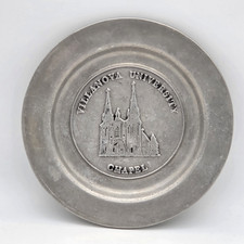 Vintage VILLANOVA University CHAPEL Pewter Decorative Plate Display Keepsake USA picture