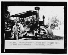 Photo:1913 Buffalo Pitts 12 Ton Steam Road Roller Road Construction Worker picture