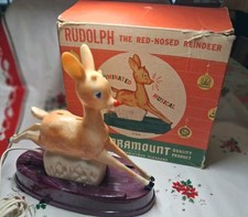 Vtg Paramount/Raylite Rudolph The Red Nosed Reindeer Illuminated Musical W/Box picture