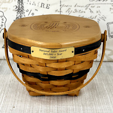 Longaberger 2000 National Sales Award Basket $45k + Year with Engraved Lid 6.5x5 picture