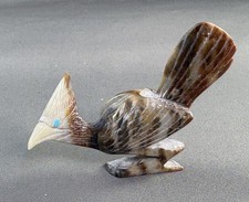 Zuni Carved Shell Roadrunner Fetish w/ Turquoise Eyes by Hudson Sandy picture